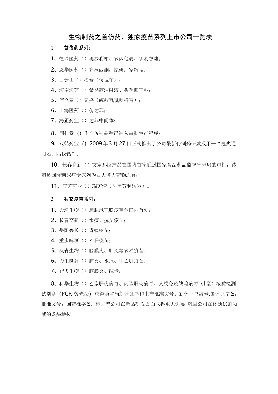 生物医药板块上市公司一览_第1页