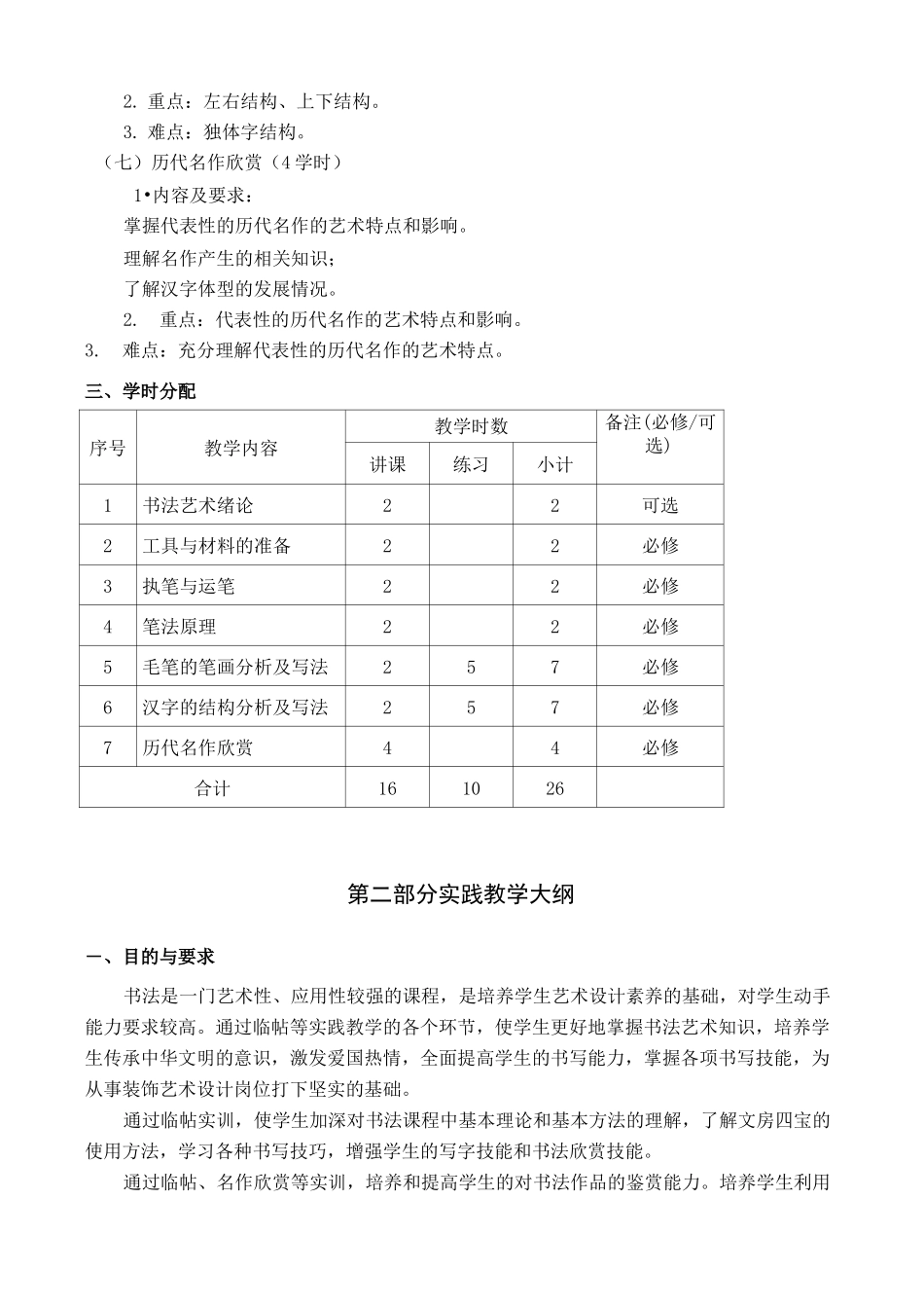 《书法》选修课课程教学大纲_第3页