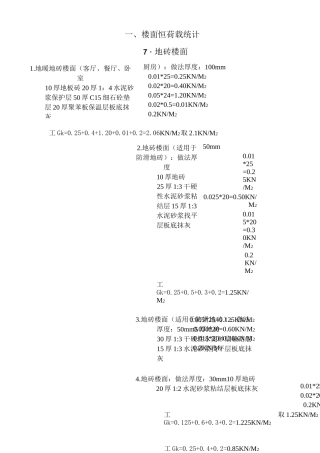 常用荷载取值