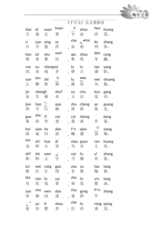 (完整版)千字文带拼音直接打印版
