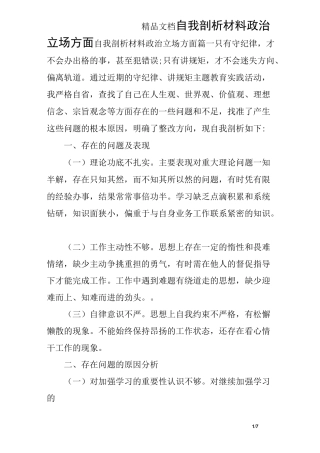 自我剖析材料政治立场方面