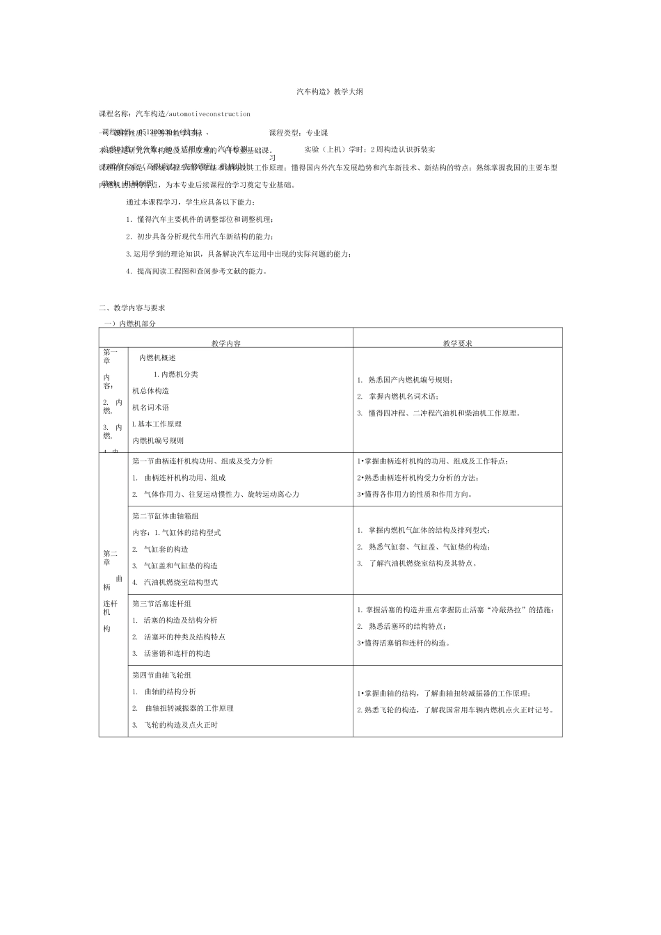 《汽车构造》教学大纲_第1页