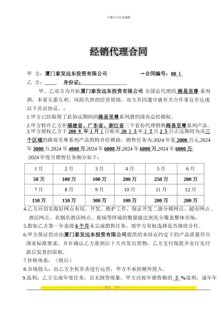 路易至尊经销代理合同