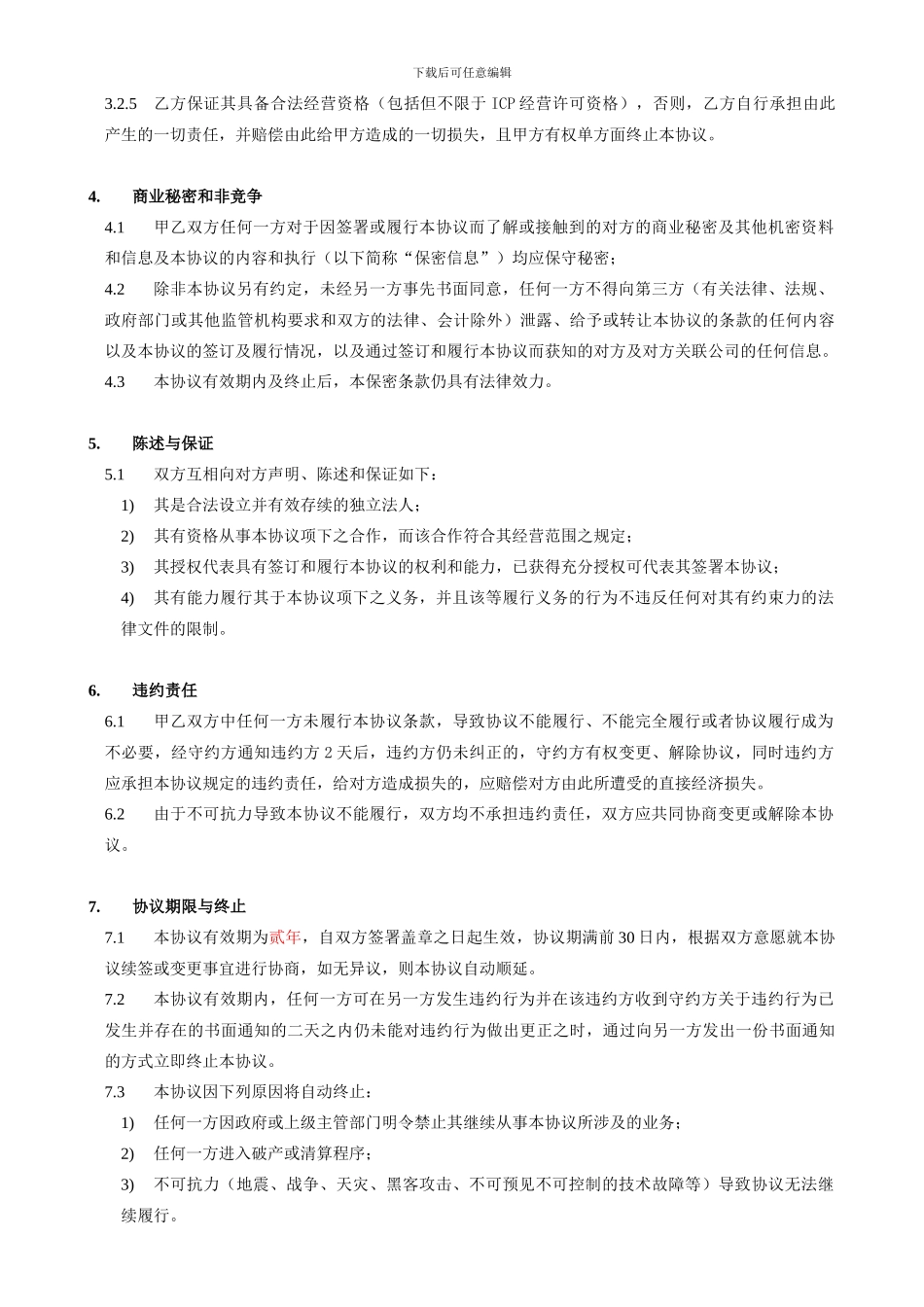 车讯网文章转载合作协议-模板_第3页