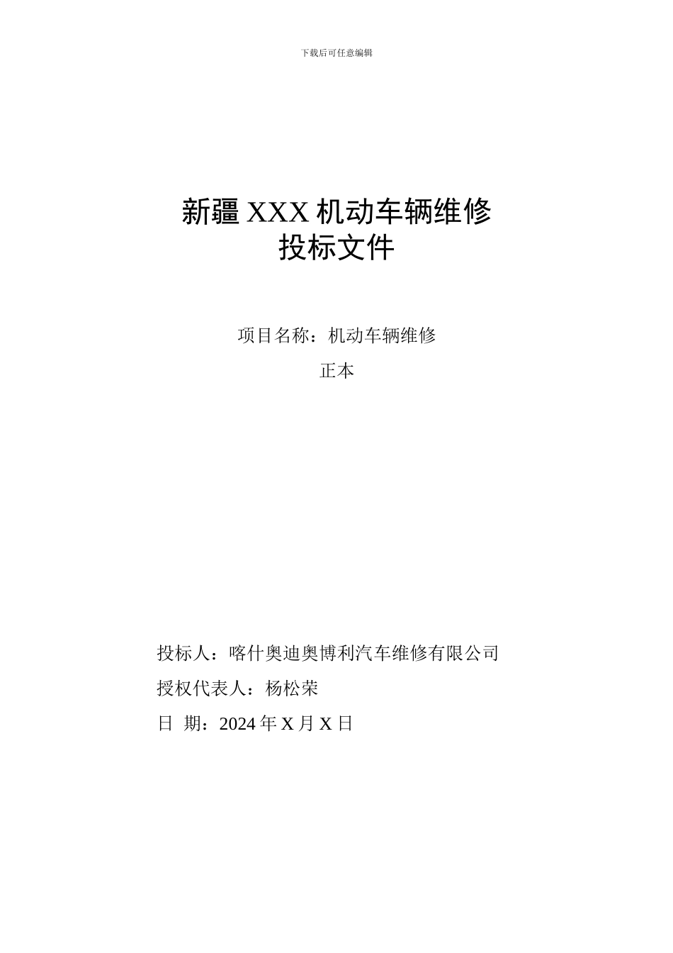 车辆维修投标文件_第1页