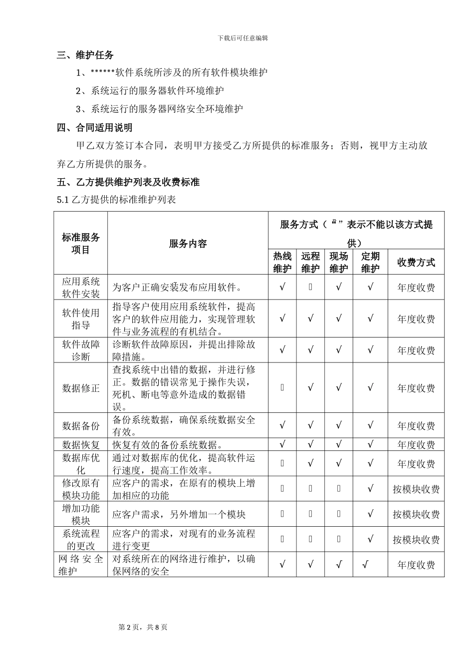 软件项目维护合同范本_第2页