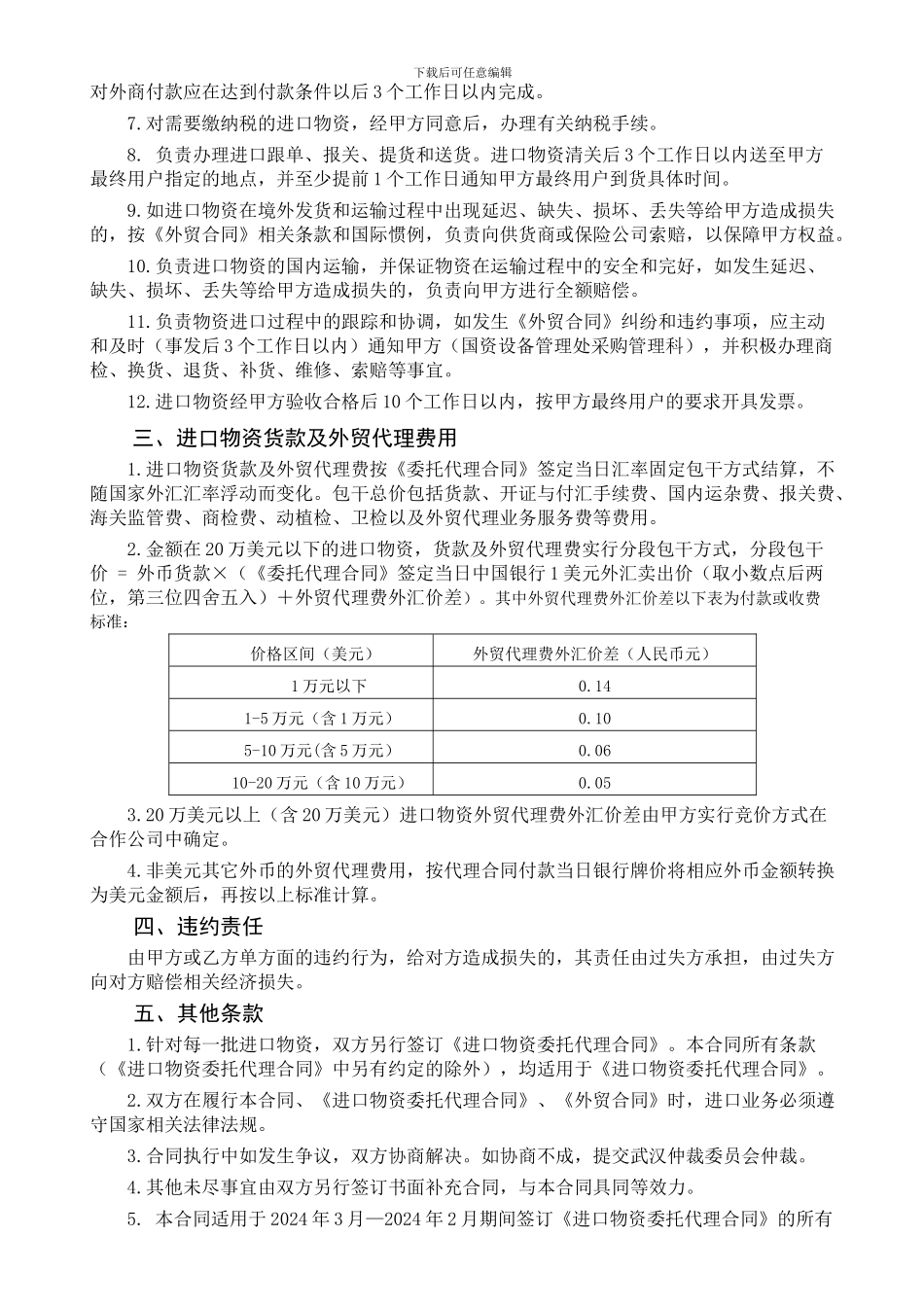 进口物资外贸代理服务合同_第2页
