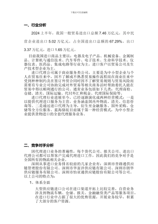 进口行业分析、竞争对手分析