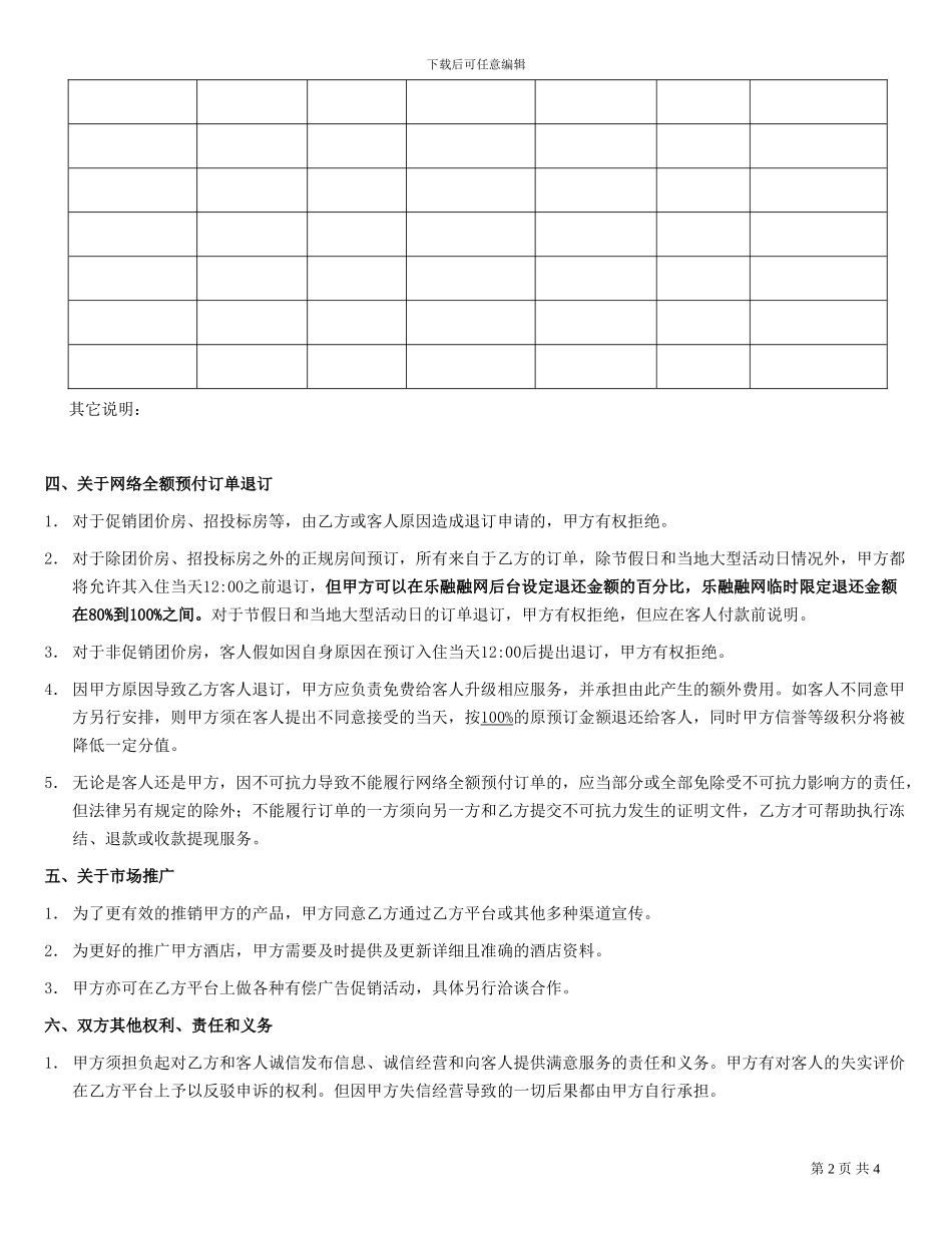 酒店预订合作协议书_第2页