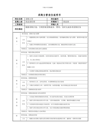 采购主管岗位说明书