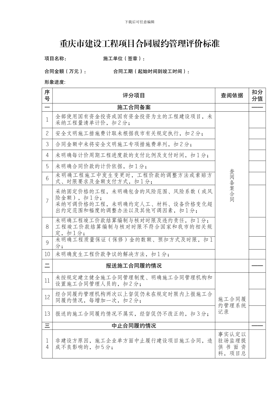 重庆市施工企业合同履约管理评价标准_第3页