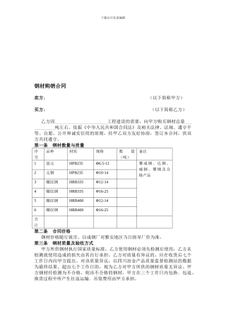 钢材购销合同(简易)