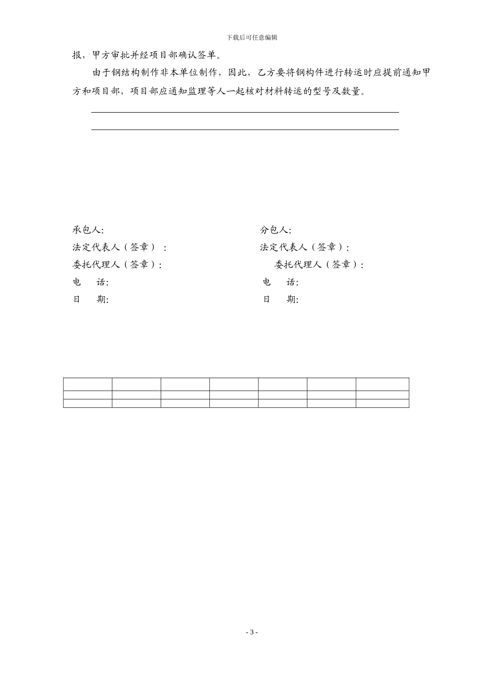 钢结构制作安装专业分包合同_第3页