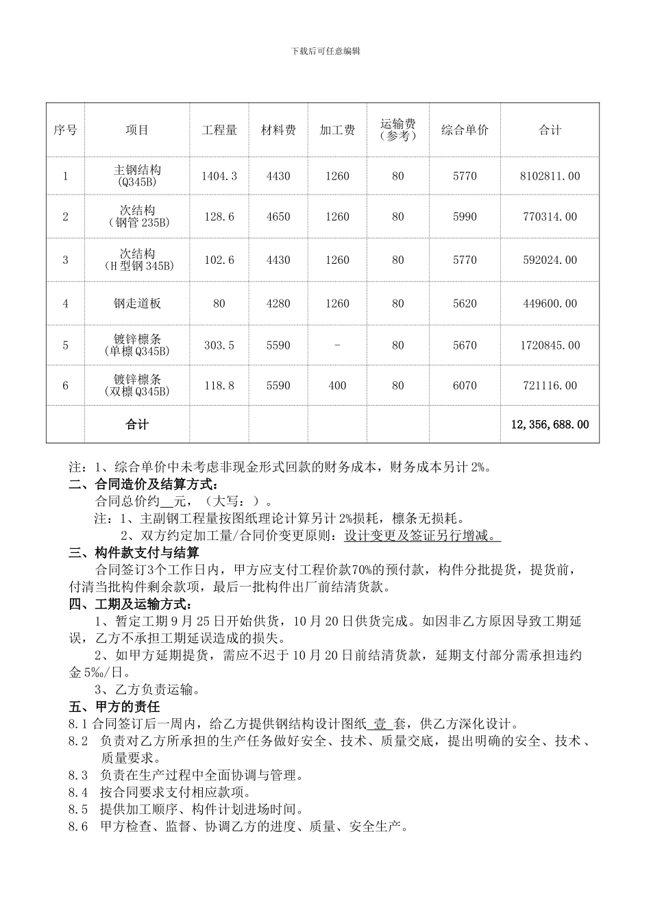 钢结构加工制作合同范本_第3页