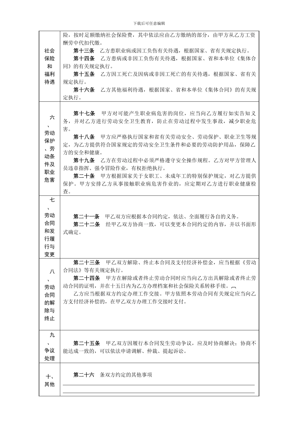 铜陵市劳动合同书_第3页