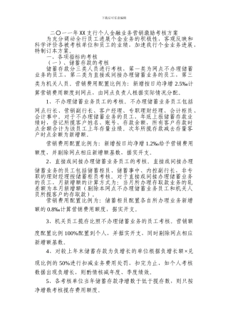 银行2024年个人金融业务营销费用考核办法办公文档-合同-总结-计划-报告-研究-心得-汇报