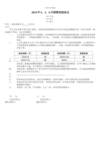 销售奖励协议
