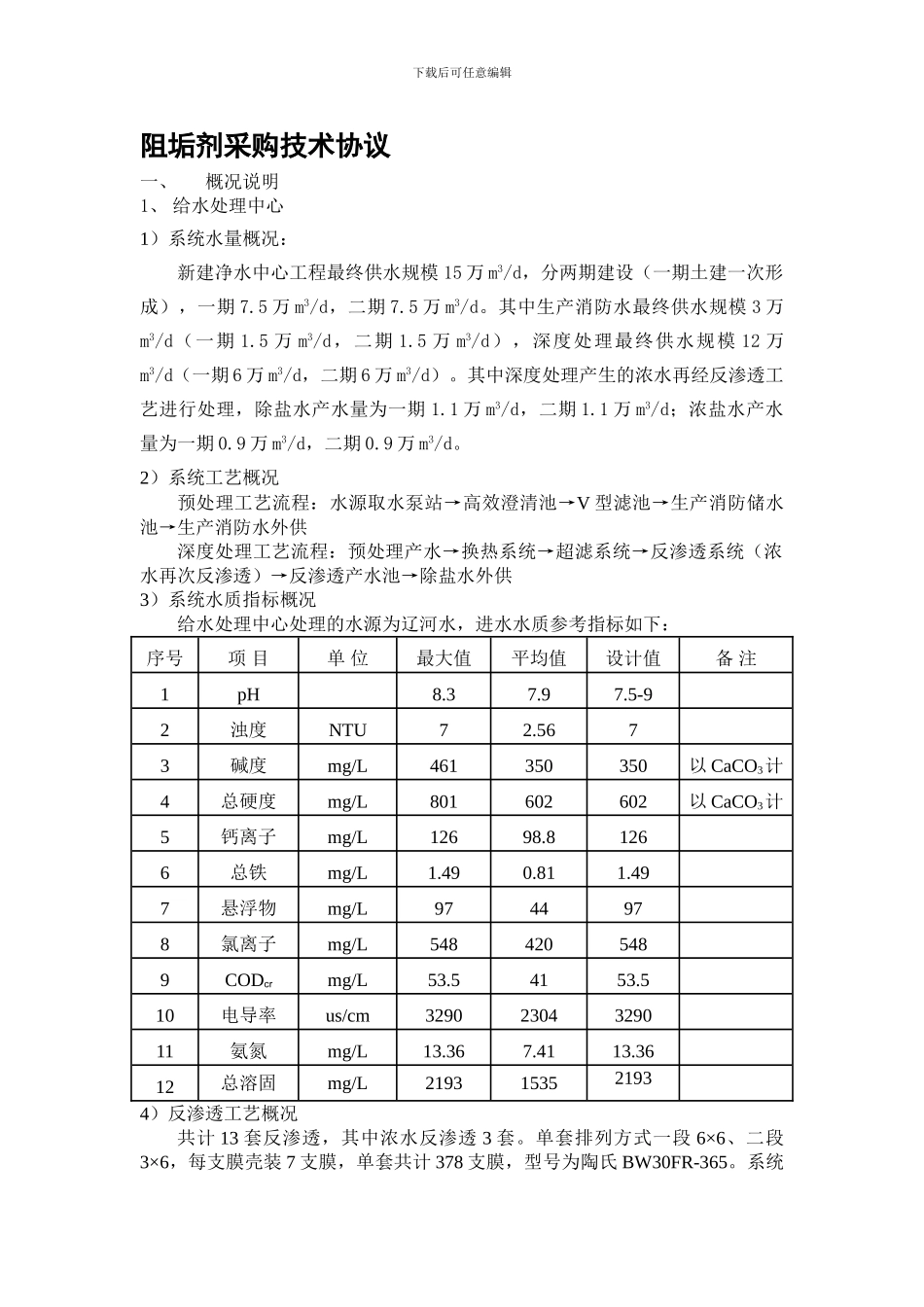 阻垢剂采购技术协议_第1页