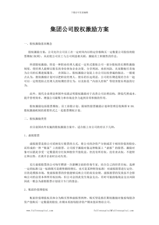 集团公司股权激励方案