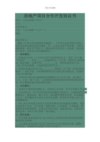 项目合作协议书文档