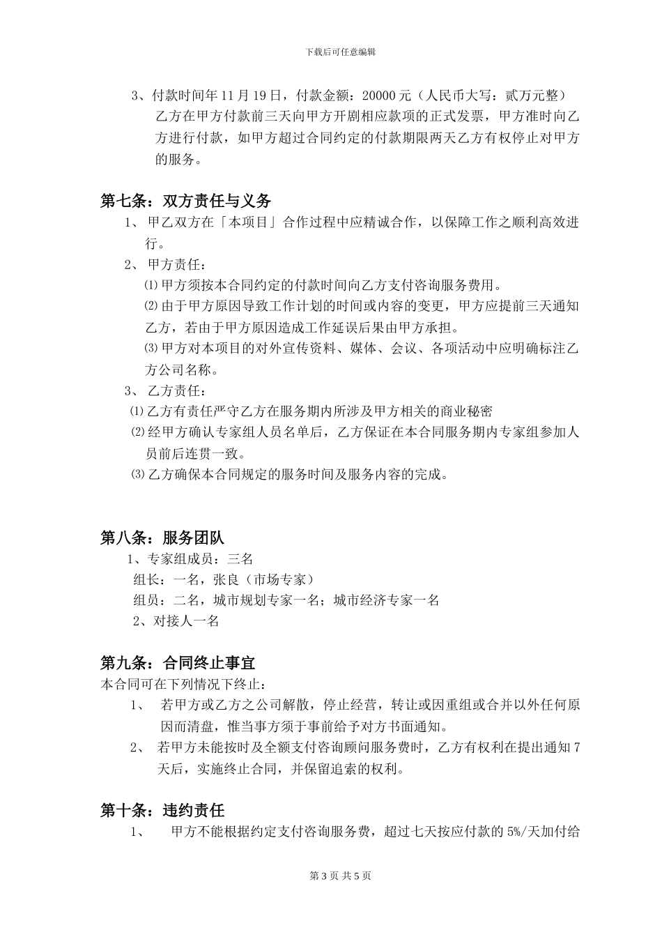 项目咨询顾问合同_第3页