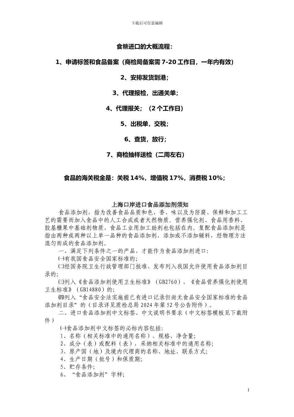 食糖进口关业务_第1页