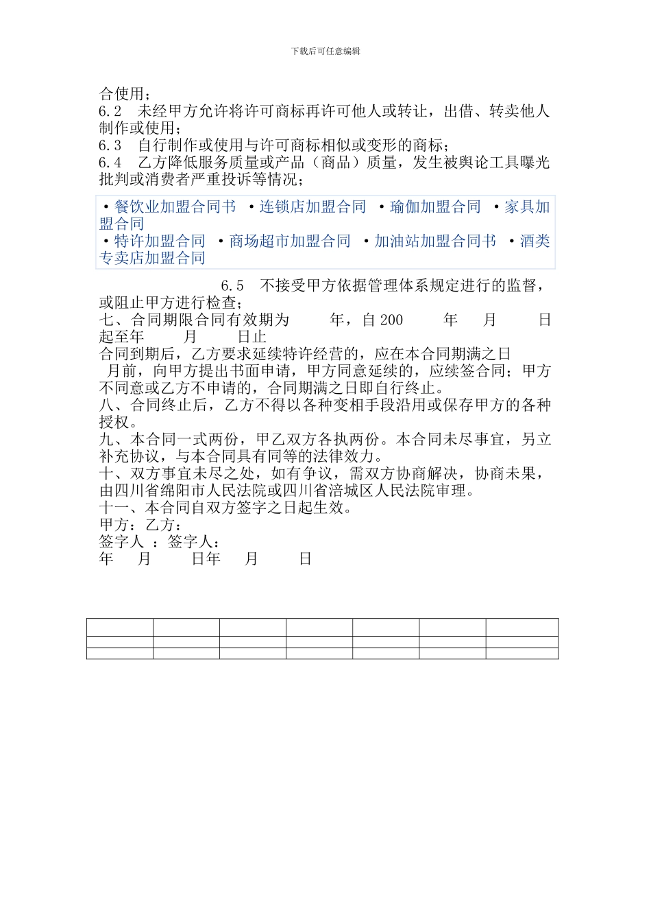 饭店加盟合同范本_第3页