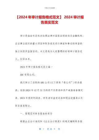 -2024审计报告真实范文