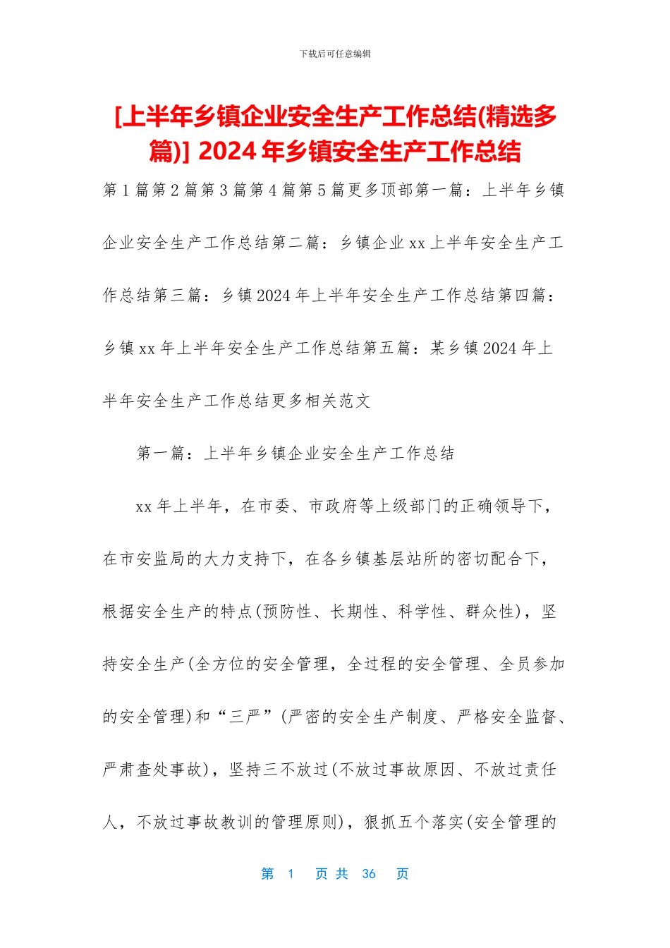 -2024年乡镇安全生产工作总结_第1页