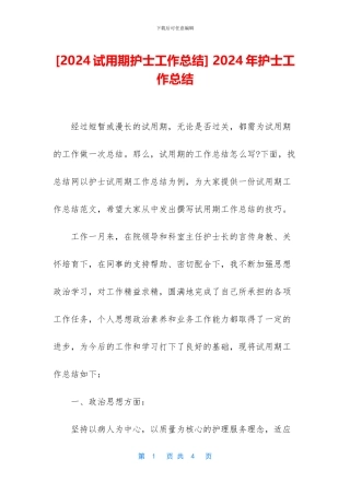 -2024年护士工作总结