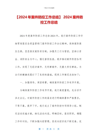 -2024案件防控工作总结