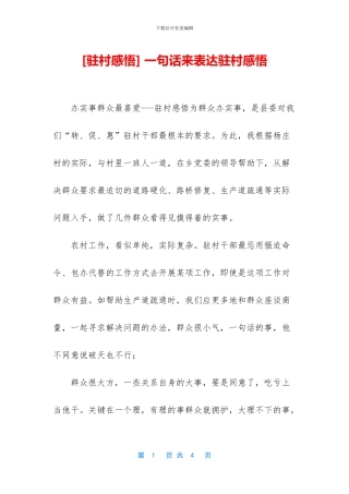 -一句话来表达驻村感悟