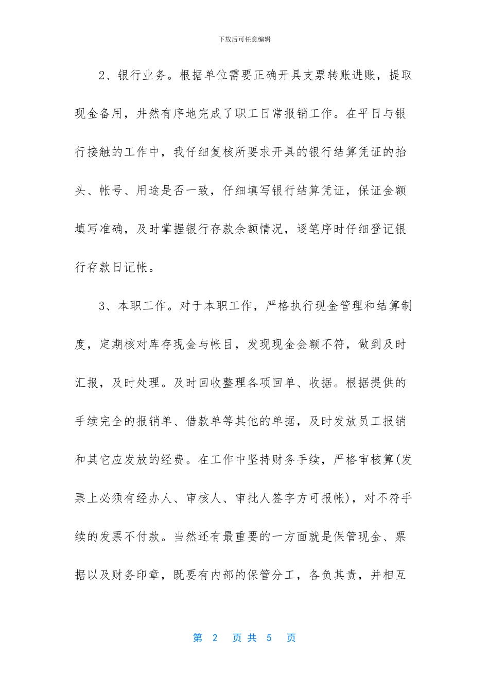 -出纳年度工作总结范文_第2页