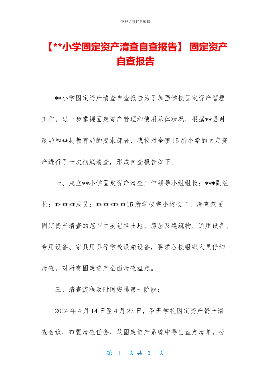 -固定资产自查报告_第1页