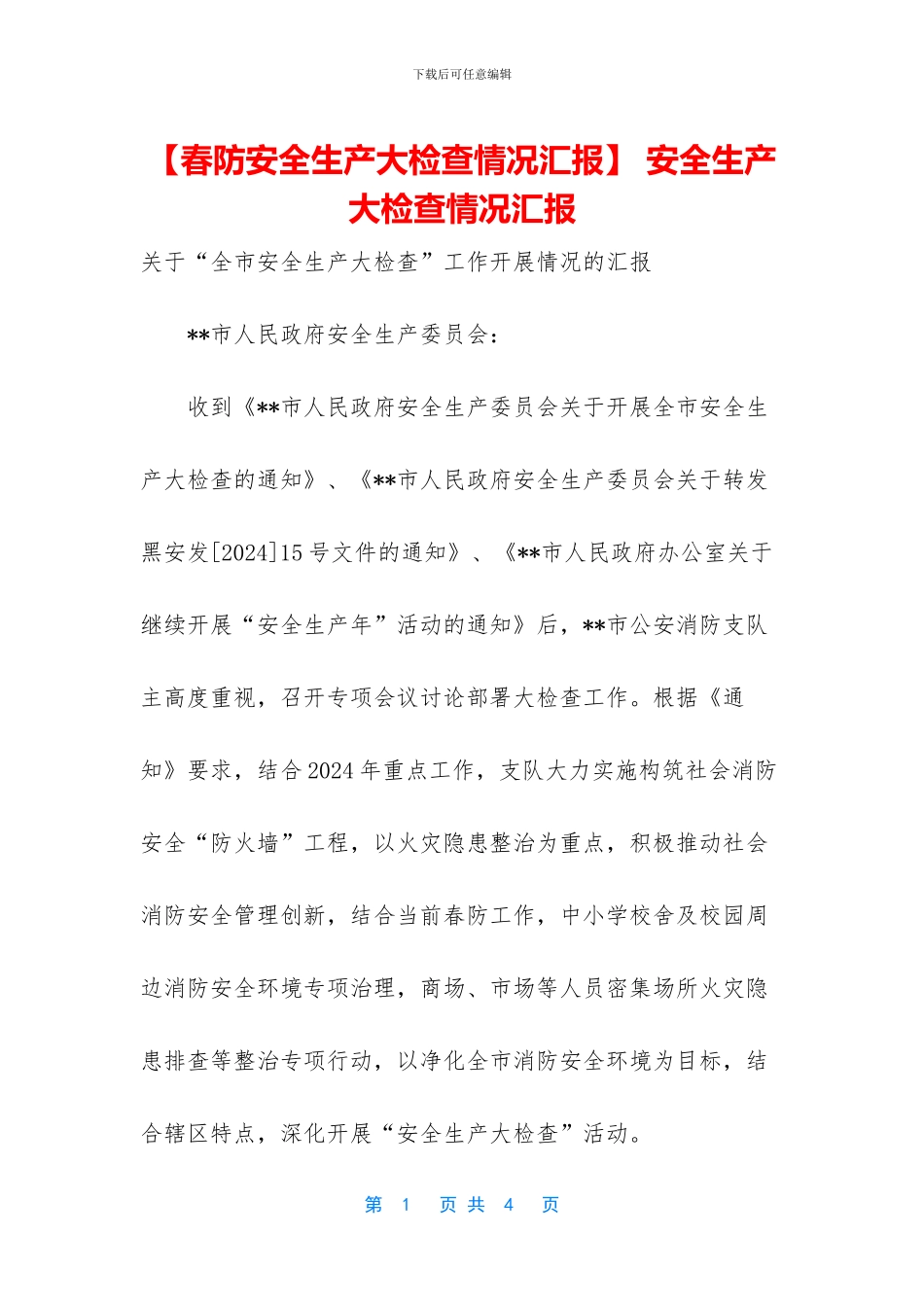 -安全生产大检查情况汇报_第1页