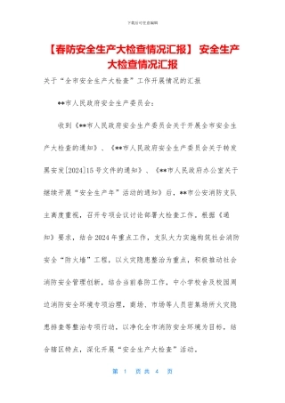 -安全生产大检查情况汇报