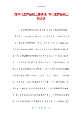 -审计工作会议上的讲话