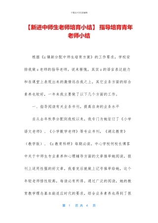 -指导培养青年教师小结
