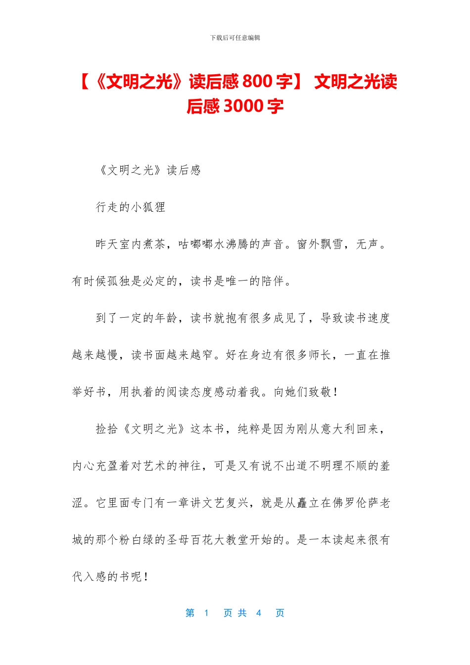 -文明之光读后感3000字_第1页