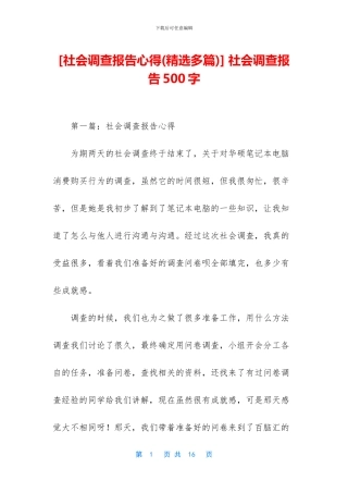 -社会调查报告500字