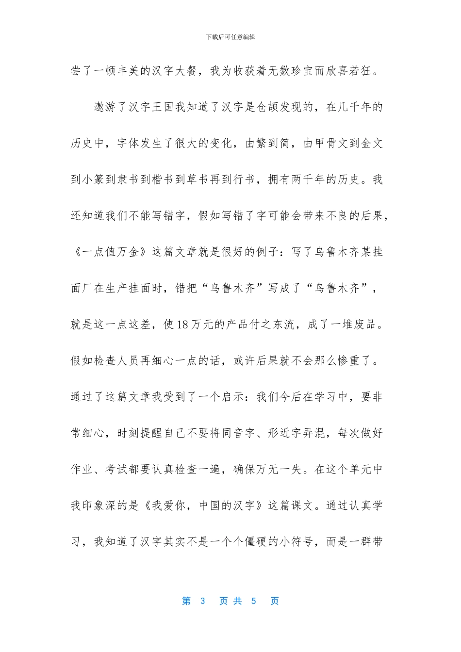 -遨游汉字王国收获作文_第3页