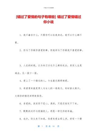 -错过了爱情错过你小说