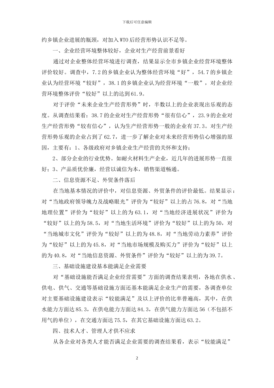 2024--市乡镇企业经营环境调查报告_第2页