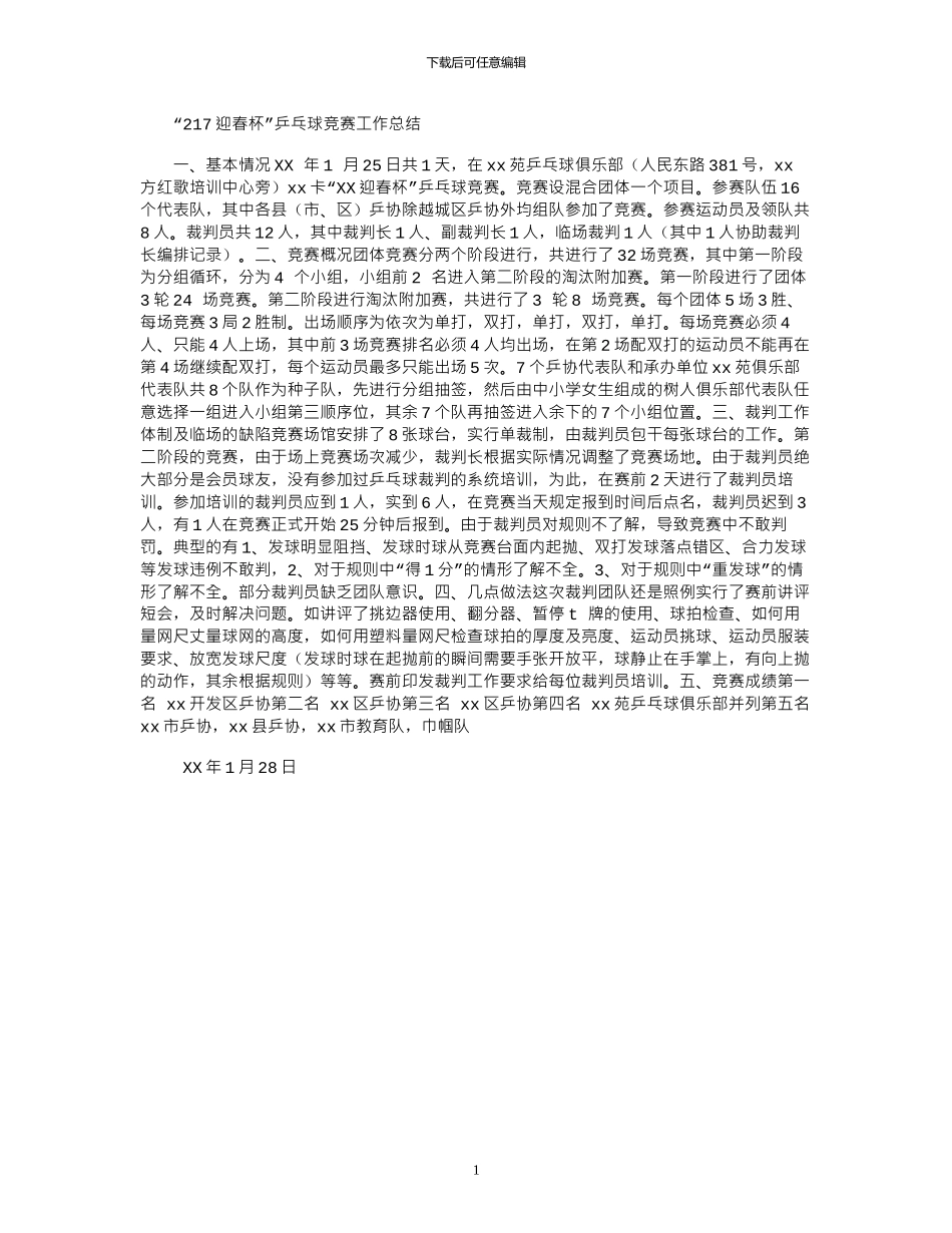 2024“迎春杯”乒乓球比赛工作总结_第1页