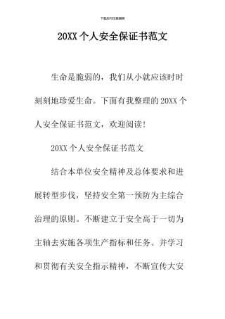 2024个人安全保证书范文
