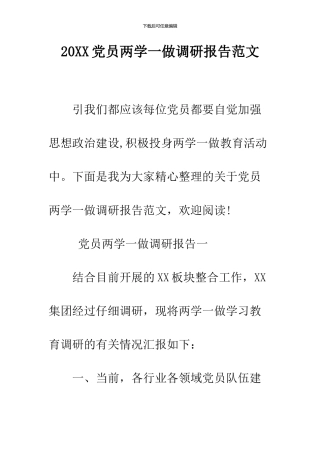 2024党员两学一做调研报告范文