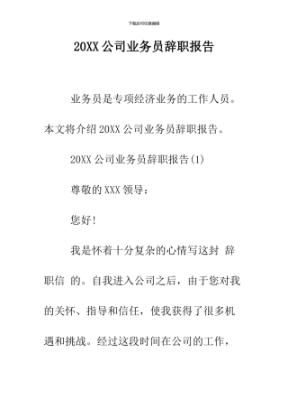 2024公司业务员辞职报告