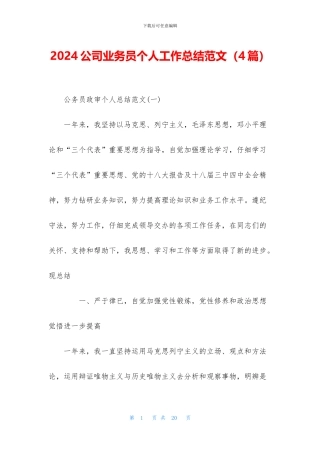 2024公司业务员个人工作总结范文