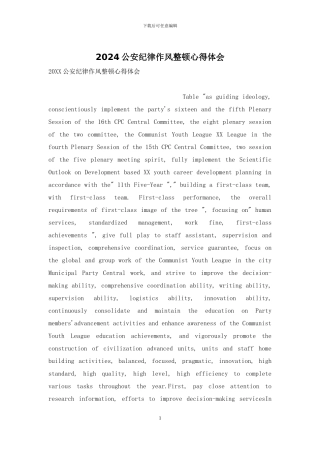 2024公安纪律作风整顿心得体会