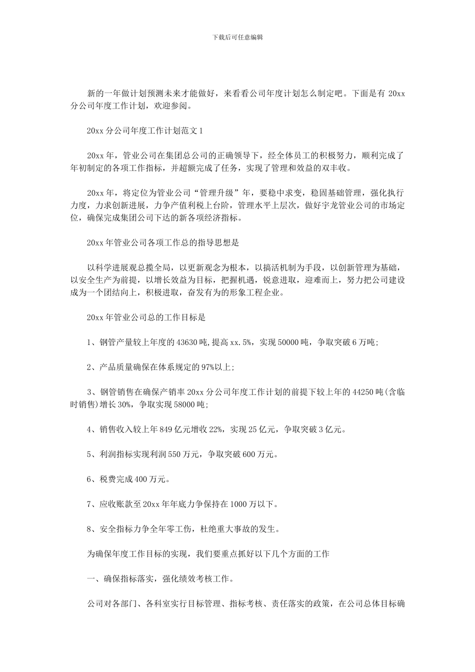 2024分公司年度工作计划怎么写_第1页